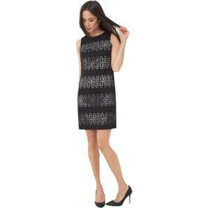White House Black Market Size 14 Sleeveless Black Laser-Cut Sheath Dress